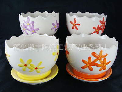 【德化鹏丰生产直销陶瓷花盆产品901 花盆批发 13公分带底花盆】价格,厂家,图片,花盆、盆景盆,陈为昌-